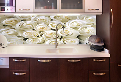 Kuchyňská fototapeta - Bílé růže 266